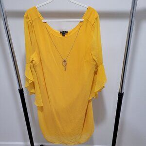 Bright Yellow Ruffle‑Sleeve Blouse